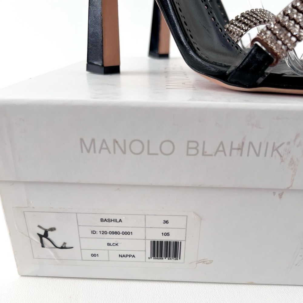 MANOLO BLAHNIK | Bashifa Black Leather‎ Jewel Ankle Bracelet Strap Sandal US 6 - Picture 14 of 14